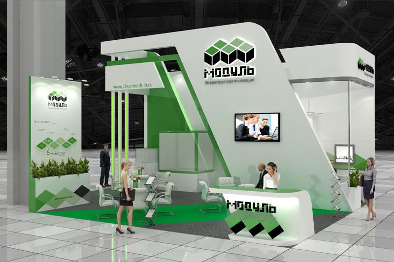 Пример полуостровного выставочного стенда