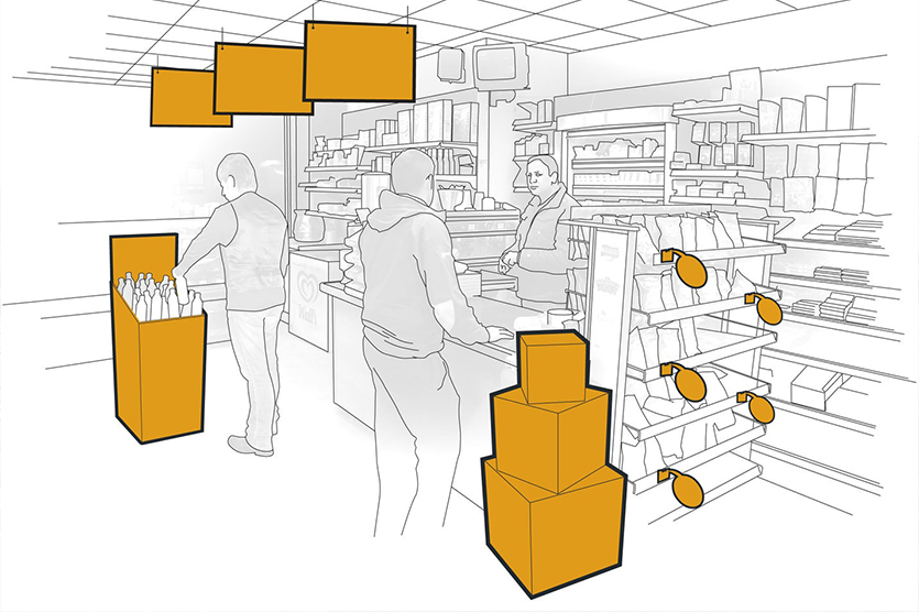 Вместо того чтобы каждый раз заказывать новую стойку для каждой акции, выгоднее сделать одну, но такую, чтобы её можно было использовать многократно. Например, выбрать конструкцию, в которой легко менять плакаты или вставить новые ценники. Или сделать стенд разборным. Тогда его удобно хранить и перевозить между точками.